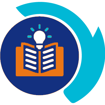 Icon showing lightbulb in a book