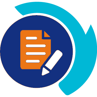 Icon showing document and pen