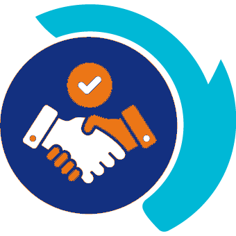 Icon with two people shaking hands